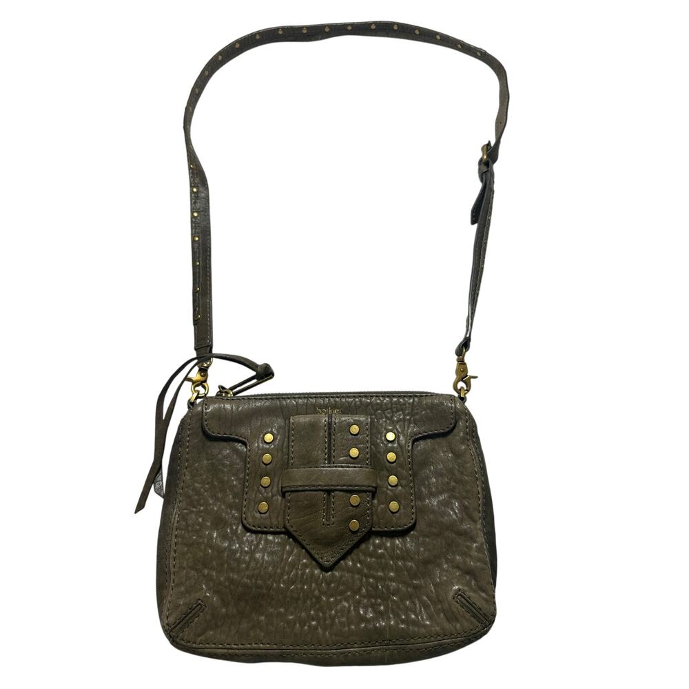 Botkier Crossbody Bag Womens OS Brown Excellent Weathered Leather Brass Rivets